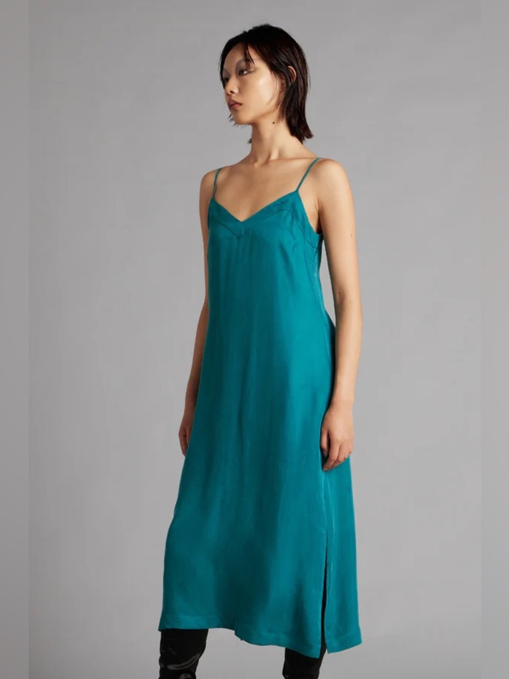 A NEW DAY Teal Slip Maxi Dress with Spaghetti Straps - Picture 4 of 13